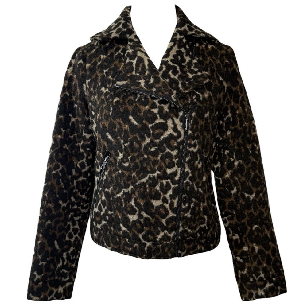 |EUC| GREYLIN {Anthropologie} Animal Print Knit Moto Zip Jacket